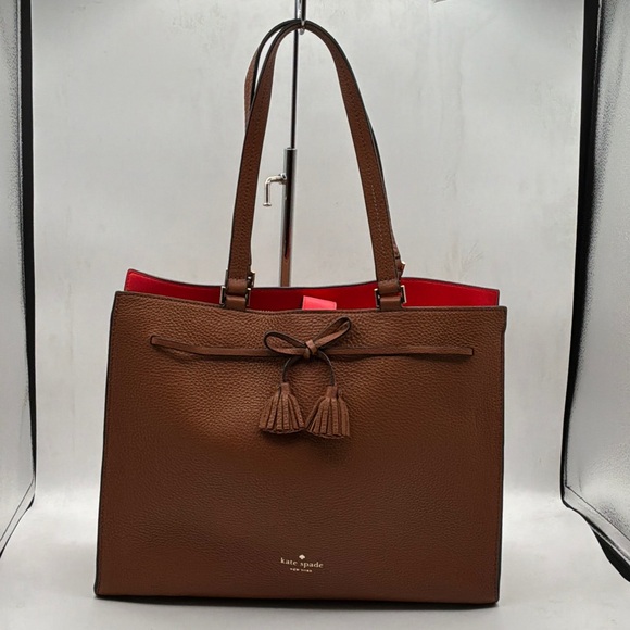 Kate Spade Chocolate Brown Tote with Scarlet Interior